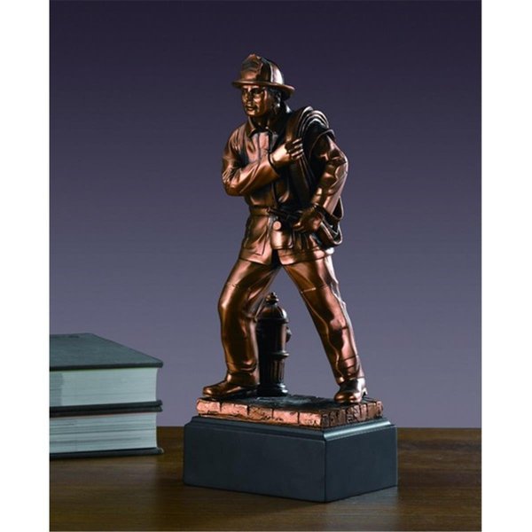 Marian Imports Marian Imports F54059 Fire Fighter Bronze Plated Resin Sculpture 54059